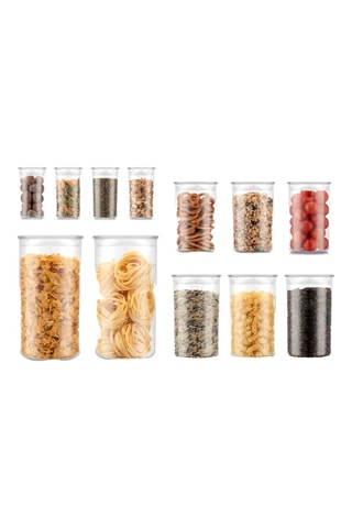 12 tarros con tapas - de 250 ml a 2 l