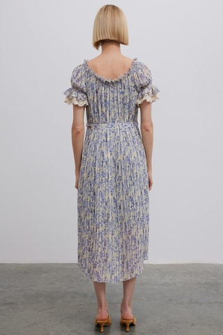 Abito plissé  - Bianco e blu