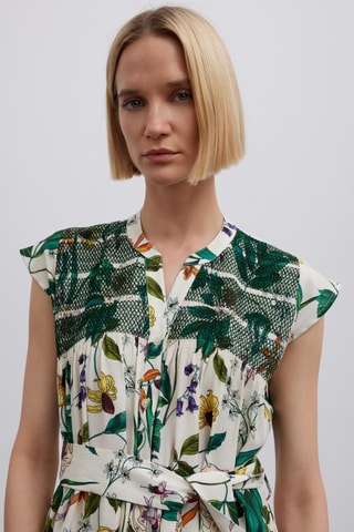 Abito a camicia  - Bianco e verde