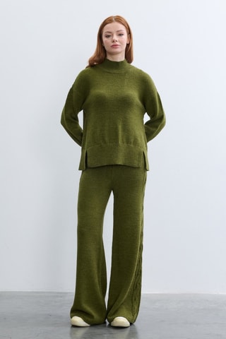 Pantaloni wide legs  - Verde