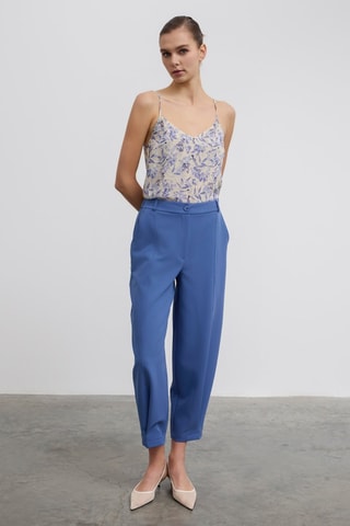 Pantaloni 7/8 a vita alta - Blu