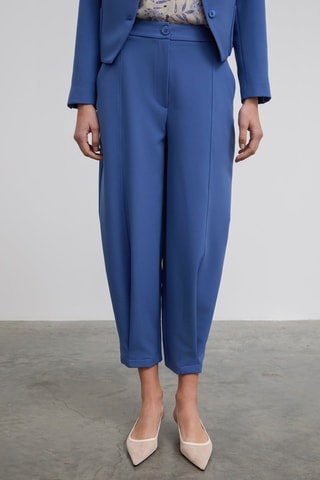 Pantaloni 7/8 a vita alta - Blu