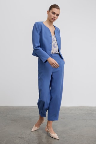 Pantaloni 7/8 a vita alta - Blu