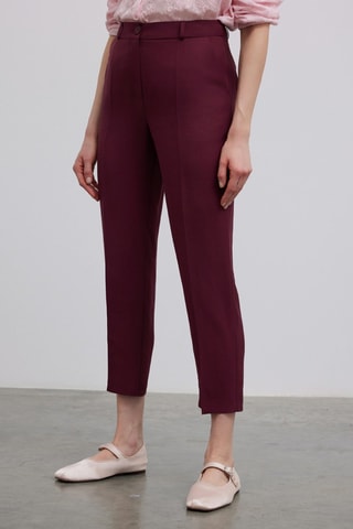 Pantaloni carrot 7/8 a vita alta  - Rosso