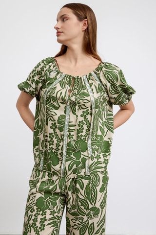 Camicia  - Verde e beige