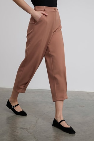Pantaloni 7/8 a vita alta  - Marrone