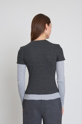 T-shirt effetto trompe-l’œil  - Grigio