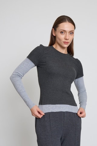 T-shirt effetto trompe-l’œil  - Grigio