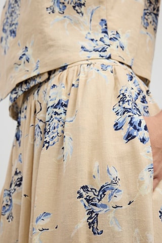 Gonna lunga in lino  - Beige e blu