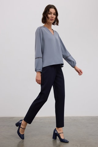 Blusa  - Blu e grigio