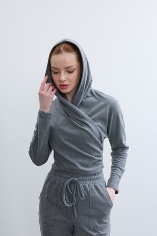 Top con cappuccio  - Grigio