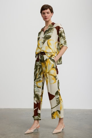 Pantaloni a vita alta 7/8  - Verde