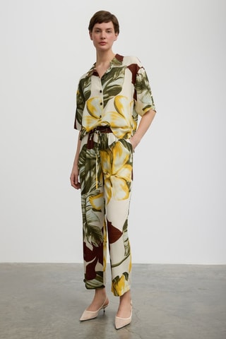 Pantaloni a vita alta 7/8  - Verde