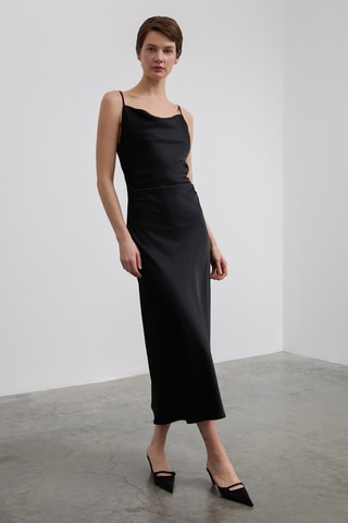 Abito midi senza maniche - Nero