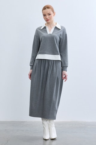 Gonna midi a vita alta  - Grigio