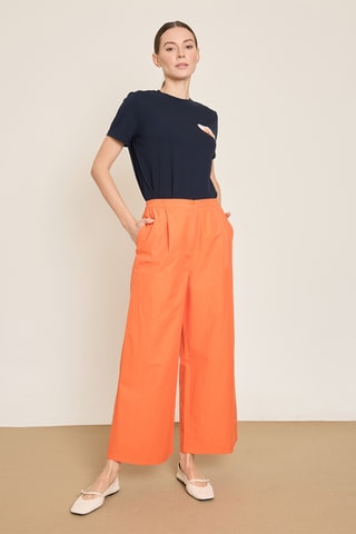 Pantaloni wide legs 7/8 a vita alta - Arancione