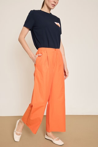 Pantaloni wide legs 7/8 a vita alta - Arancione