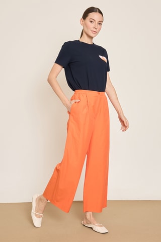 Pantaloni wide legs 7/8 a vita alta - Arancione