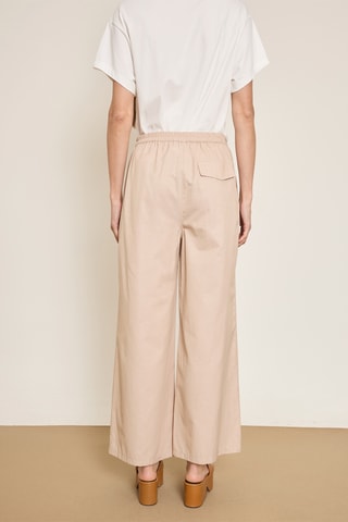 Pantaloni wide legs 7/8 a vita alta - Beige