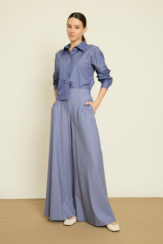 Pantaloni wide legs - Blu