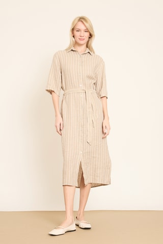 Abito a camicia in lino - Grigio