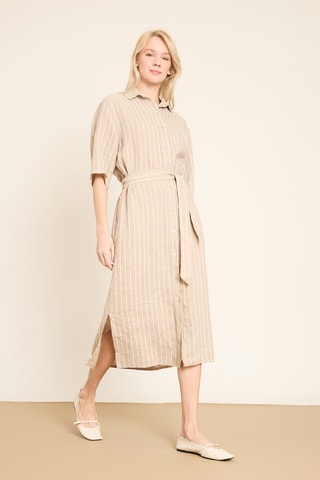 Abito a camicia in lino - Grigio