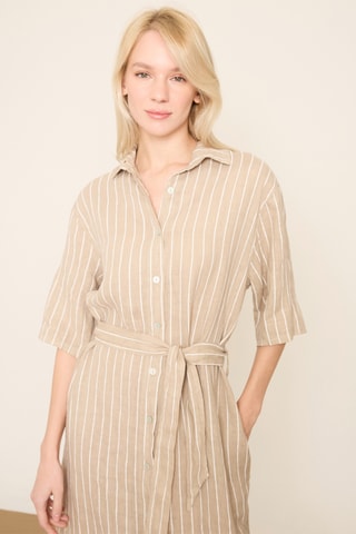 Abito a camicia in lino - Grigio