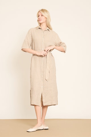 Abito a camicia in lino - Grigio