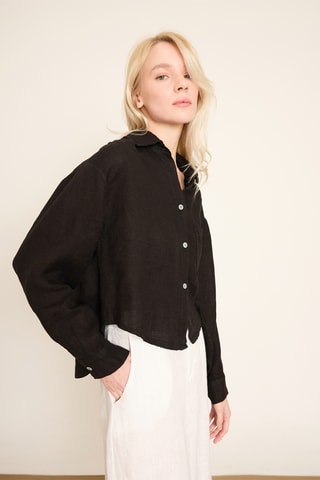 Camicia in lino - Nero