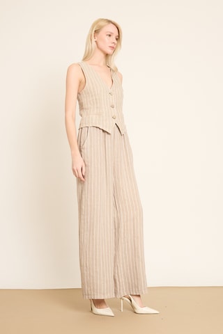 Pantaloni wide legs in lino - Grigio