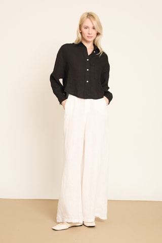 Pantaloni wide legs in lino - Beige