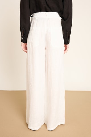 Pantaloni wide legs in lino - Beige
