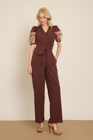 Pantaloni wide legs a vita alta - Marrone