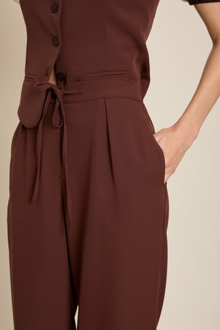 Pantaloni wide legs a vita alta - Marrone