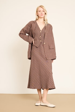 Gonna midi in lino - Marrone