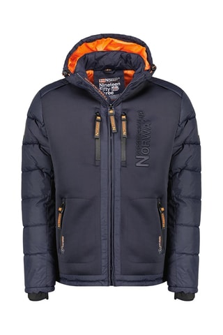 Anorak con capucha - Azul y naranja