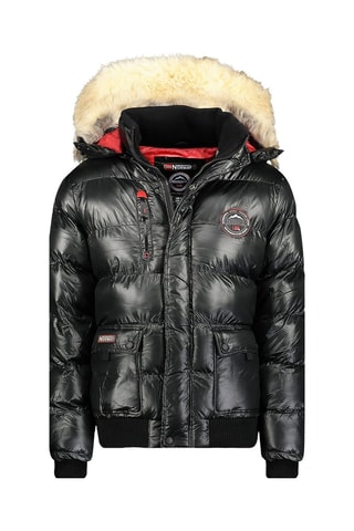 Anorak con capucha - Negro y rojo