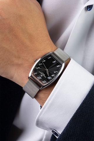 Montre à quartz en acier - Argenté et noir - Frederic Graff