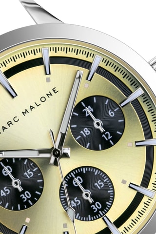 Montre à quartz en cuir - Noir et argenté - Marc Malone