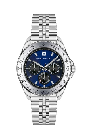 Montre à quartz en acier - Argenté et bleu