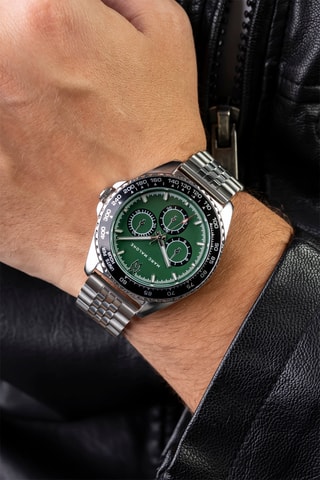 Montre à quartz en acier - Argenté et noir