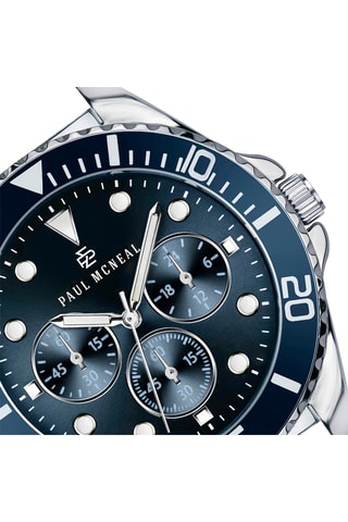 Montre à quartz en acier - Argenté et bleu marine