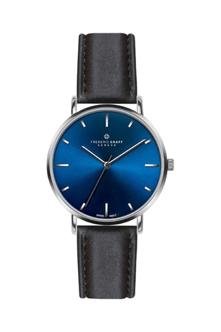 Montre à quartz en cuir - Noir et bleu marine