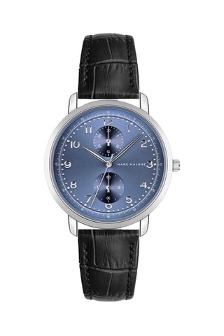 Montre à quartz en cuir - Noir et argenté
