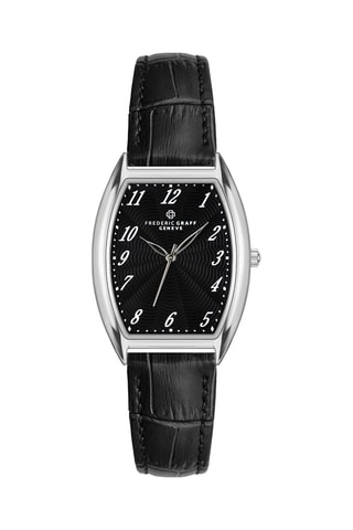 Montre à quartz en cuir - Noir et argenté - Frederic Graff