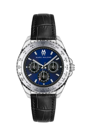 Montre à quartz en cuir - Noir et argenté