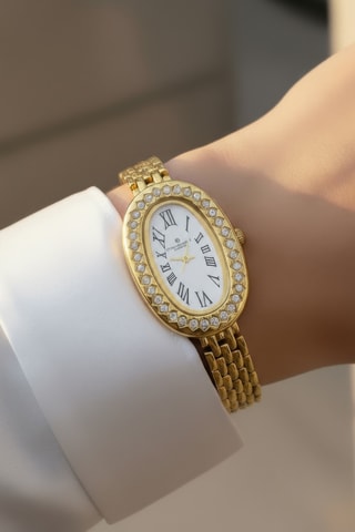 Montre à quartz en acier - Doré