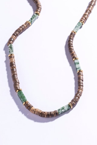 Collier - Plaqué or jaune et agates mousse - Marc Malone