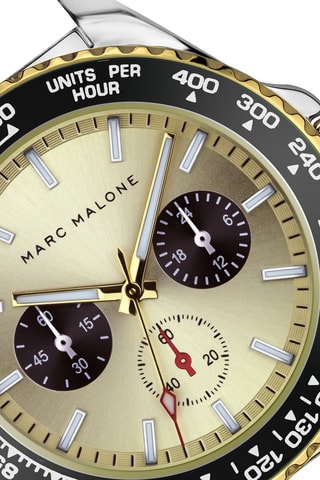 Montre à quartz en acier - Tachymètre - Argenté et doré