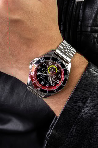 Montre à quartz en acier - Argenté et noir